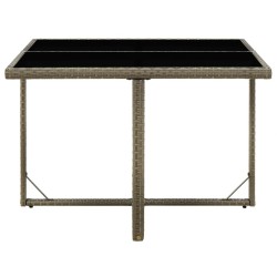 Table de jardin Gris 109x107x74 cm Résine tressée et verre 