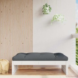 Repose-pied de jardin 120x80 cm blanc bois de pin massif 
