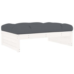 Repose-pied de jardin 120x80 cm blanc bois de pin massif 