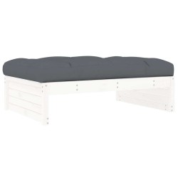 Repose-pied de jardin 120x80 cm blanc bois de pin massif 
