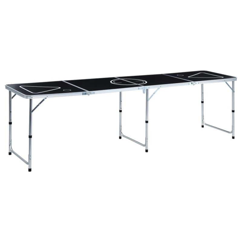 Table de bière-pong pliable 240 cm Noir 