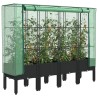 Jardinière surélevée avec housse aspect rotin 160x40x140 cm 
