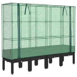 Jardinière surélevée avec housse aspect rotin 160x40x140 cm 