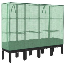 Jardinière surélevée avec housse aspect rotin 160x40x140 cm 
