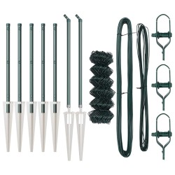 Jeu de Poteaux de Clôture Vert 0.6 x 10 m Acier galvanisé 
