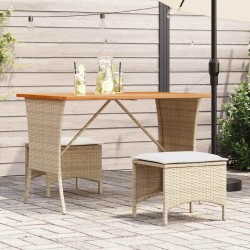 Table de jardin avec dessus en bois d'acacia beige 105x75x72 cm 