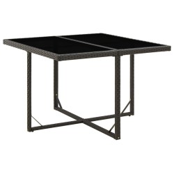 Table de jardin Noir 109x107x74 cm Résine tressée et verre 