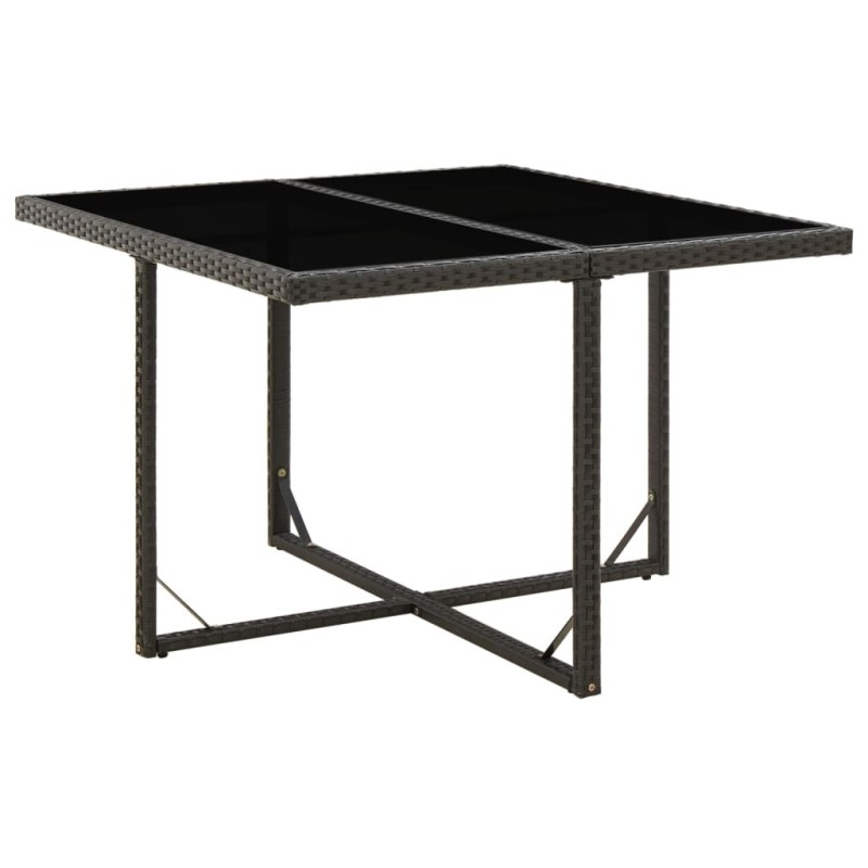 Table de jardin Noir 109x107x74 cm Résine tressée et verre Table de jardin Noir 109x107x74 cm Résine tressée et verre