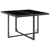 Table de jardin Noir 109x107x74 cm Résine tressée et verre 