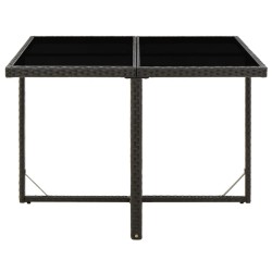 Table de jardin Noir 109x107x74 cm Résine tressée et verre 