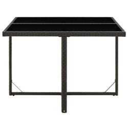Table de jardin Noir 109x107x74 cm Résine tressée et verre 