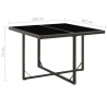 Table de jardin Noir 109x107x74 cm Résine tressée et verre 
