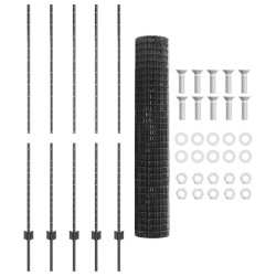 Euro Fence avec 10 poteaux gris 1,6x10 m en acier 
