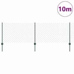 Clôture en chaîne avec 10 poteaux U Vert 0,8x10 m Acier 