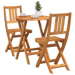 Ensemble Bistro Pliable 3 Pièces en Bois Massif d'Acacia 