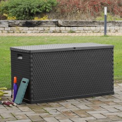 Boîte de stockage de jardin Anthracite 120x56x63 cm PP Rotin 