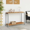 Table d'extérieur Naturelle & Grise 35x110x75 cm en bois massif et acier. 