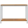 Table d'extérieur Naturelle & Grise 35x110x75 cm en bois massif et acier. 