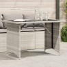Table de jardin et dessus en verre gris clair 110x68x70cm rotin 