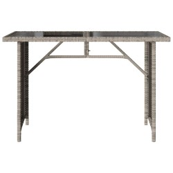 Table de jardin et dessus en verre gris clair 110x68x70cm rotin 