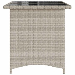 Table de jardin et dessus en verre gris clair 110x68x70cm rotin 