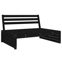 Canapé central de jardin noir 120x80 cm bois de pin massif 