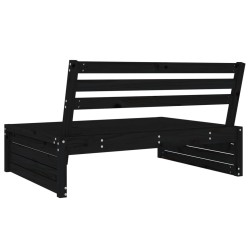 Canapé central de jardin noir 120x80 cm bois de pin massif 