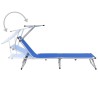 Chaise longue pliable avec toit Aluminium et textilène Bleu 