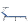 Chaise longue pliable avec toit Aluminium et textilène Bleu 