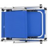 Chaise longue pliable avec toit Aluminium et textilène Bleu 