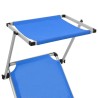 Chaise longue pliable avec toit Aluminium et textilène Bleu 