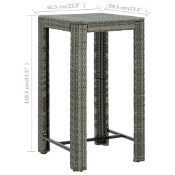 Table de bar de jardin Gris 60,5x60,5x110,5 cm Résine tressée 