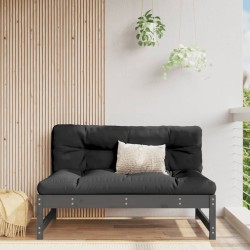 Canapé central de jardin gris 120x80 cm bois de pin massif 