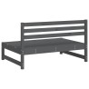 Canapé central de jardin gris 120x80 cm bois de pin massif 