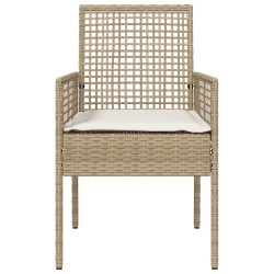 Chaises de jardin 2 pcs avec coussins Beige en poly rattan 