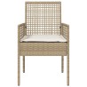 Chaises de jardin 2 pcs avec coussins Beige en poly rattan 