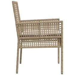 Chaises de jardin 2 pcs avec coussins Beige en poly rattan 