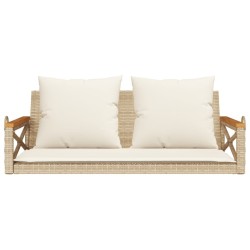 Balancelle avec coussins beige 109x62x40 cm résine tressée 