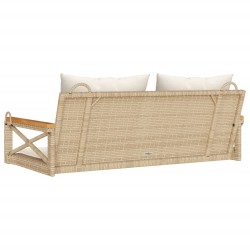Balancelle avec coussins beige 109x62x40 cm résine tressée 