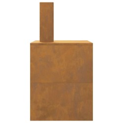 brasero avec cheminée 80x50x96 cm en acier usé 