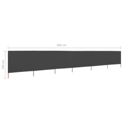 Paravent 6 panneaux Tissu 800 x 160 cm Anthracite 