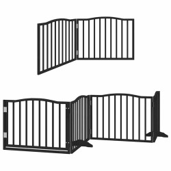 Barrière pour chien porte pliable 6 panneaux noir bois peuplier 