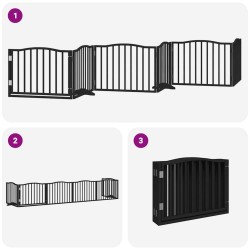 Barrière pour chien porte pliable 6 panneaux noir bois peuplier 