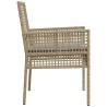 Chaises de jardin 2 pcs avec coussins beige en poly rotin 