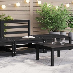 Salon de jardin 2 pcs noir bois de pin massif 