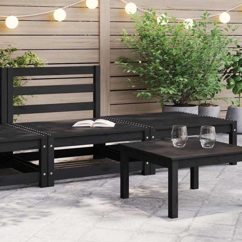 Salon de jardin 2 pcs noir bois de pin massif Salon de jardin 2 pcs noir bois de pin massif