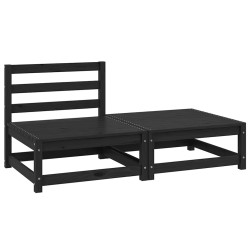 Salon de jardin 2 pcs noir bois de pin massif 