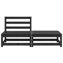 Salon de jardin 2 pcs noir bois de pin massif 