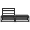 Salon de jardin 2 pcs noir bois de pin massif 