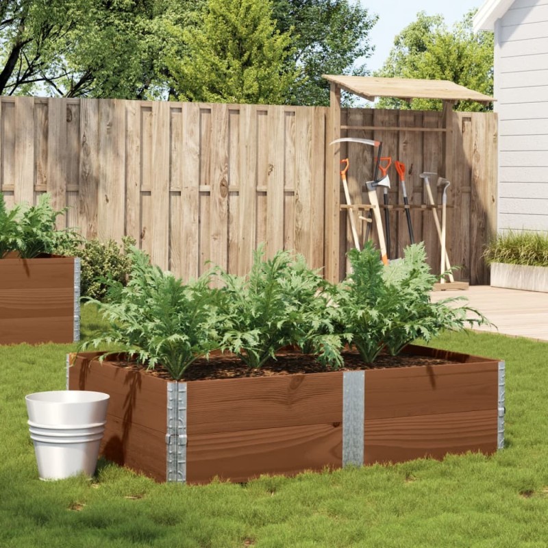 Jardinière marron 150x100 cm bois massif de pin 